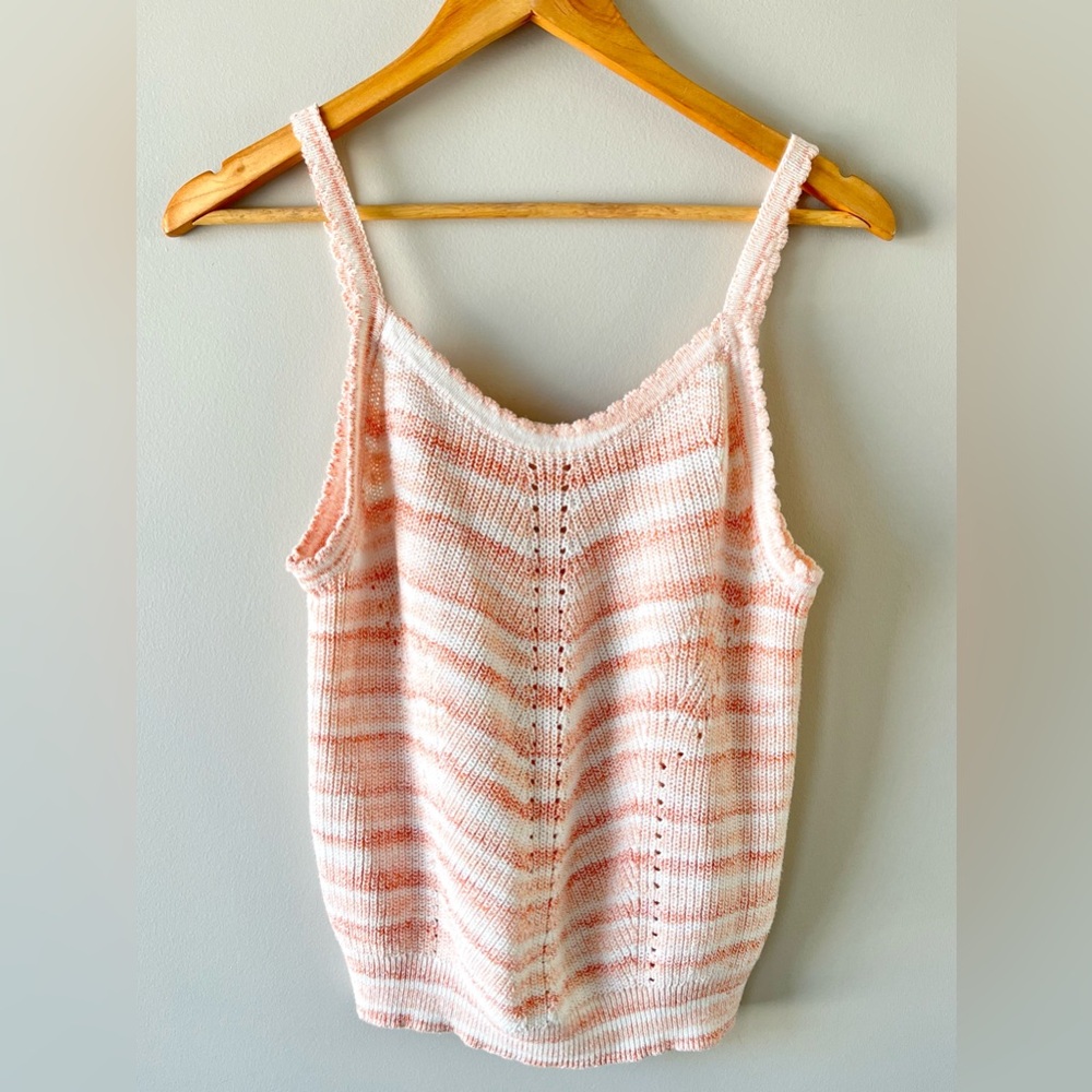 Joie Pastel Pink & White Striped Knit Tank Top Size Large - Festival Flirty boho